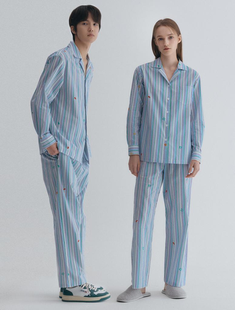 GRAYDATION 1789 Striped Pajama Pair Men'S & Women'S Set