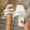 Women's Square Toe Flat Slide Sandals with Summer Slippers for Outdoor, Casual Wide Width Beach Flip Flops