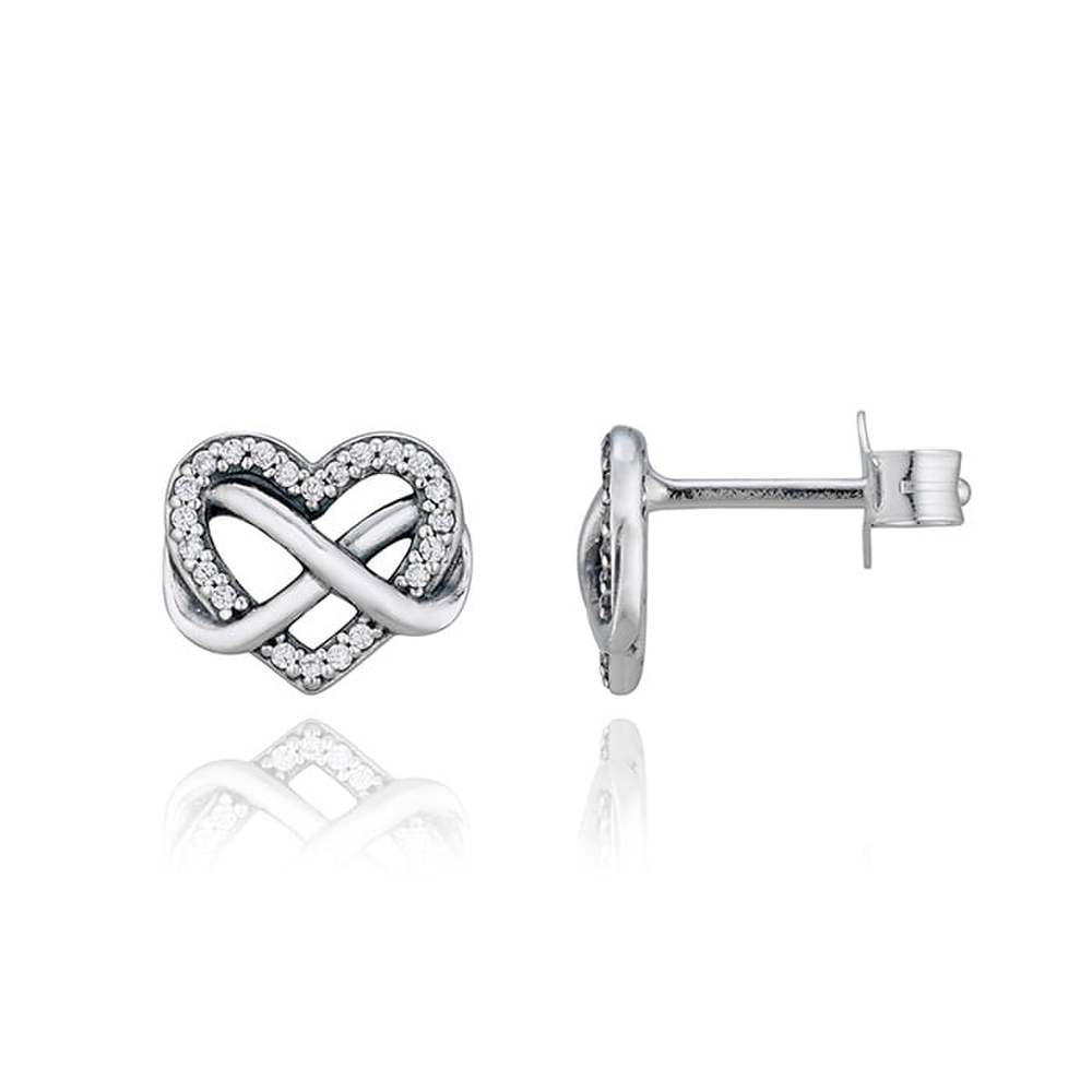 Pandora 292667C01 Sparkling Infinity Heart Stud Earrings