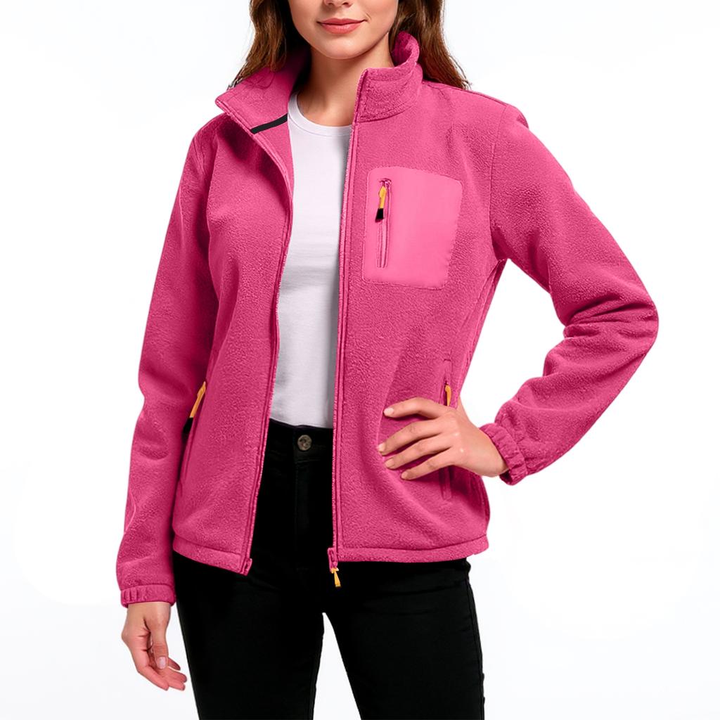 Women's Fashionable Casual Long Sleeved Thickened And Fleece Lined Stand Up Collar Coat