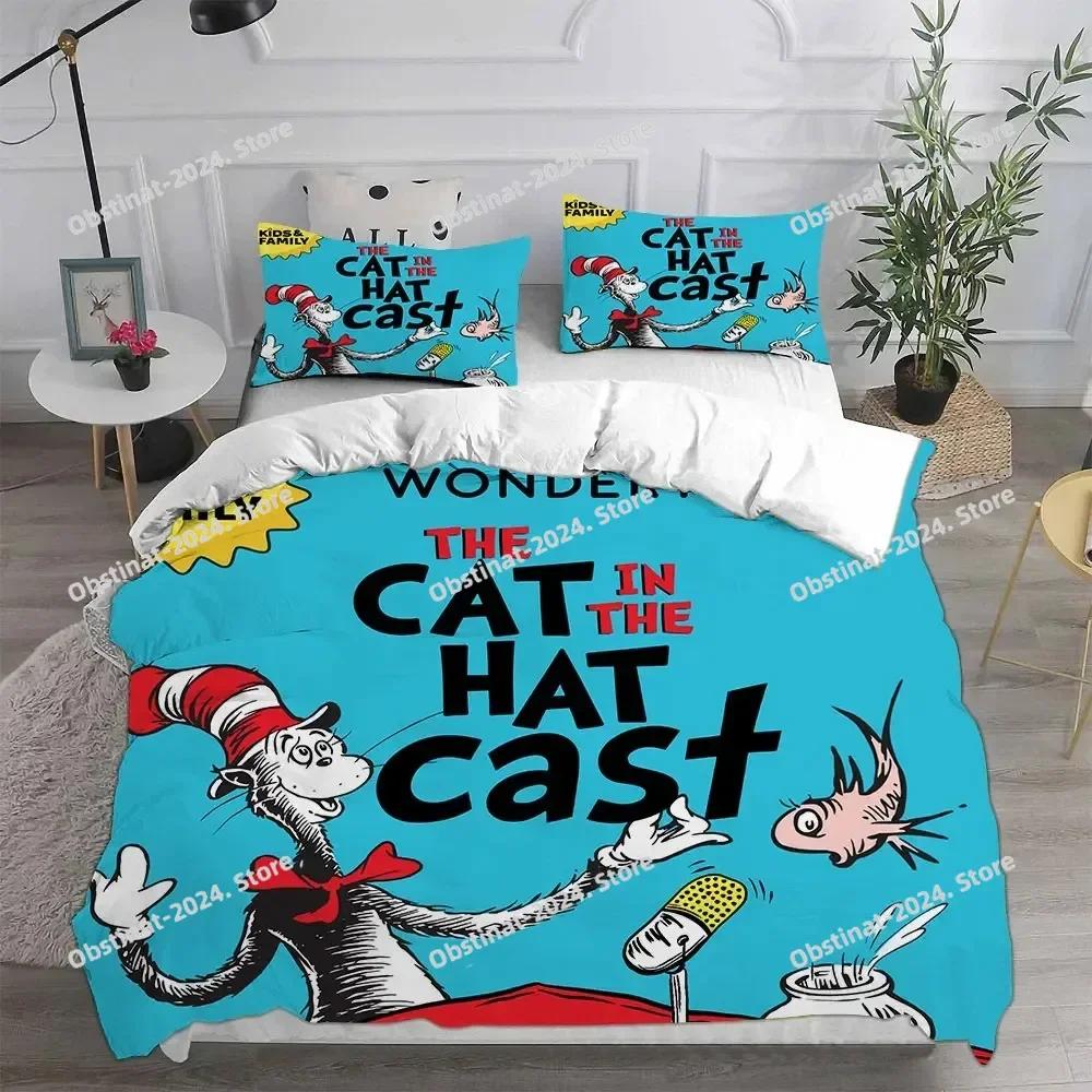 Der Kater mit Hut Bettwäsche-Set Bedrucktes Bettwäsche-Set Mit Kissenbezug Bettdeckenbezug Einzel Doppel Queen Super King Größe Kinder Erwachsene