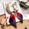 Paisley Houndstooth Printed Square Scarf Coffee Thin Smooth Neck Scarf Vintage Sunscreen Headscarf For Women 70cm