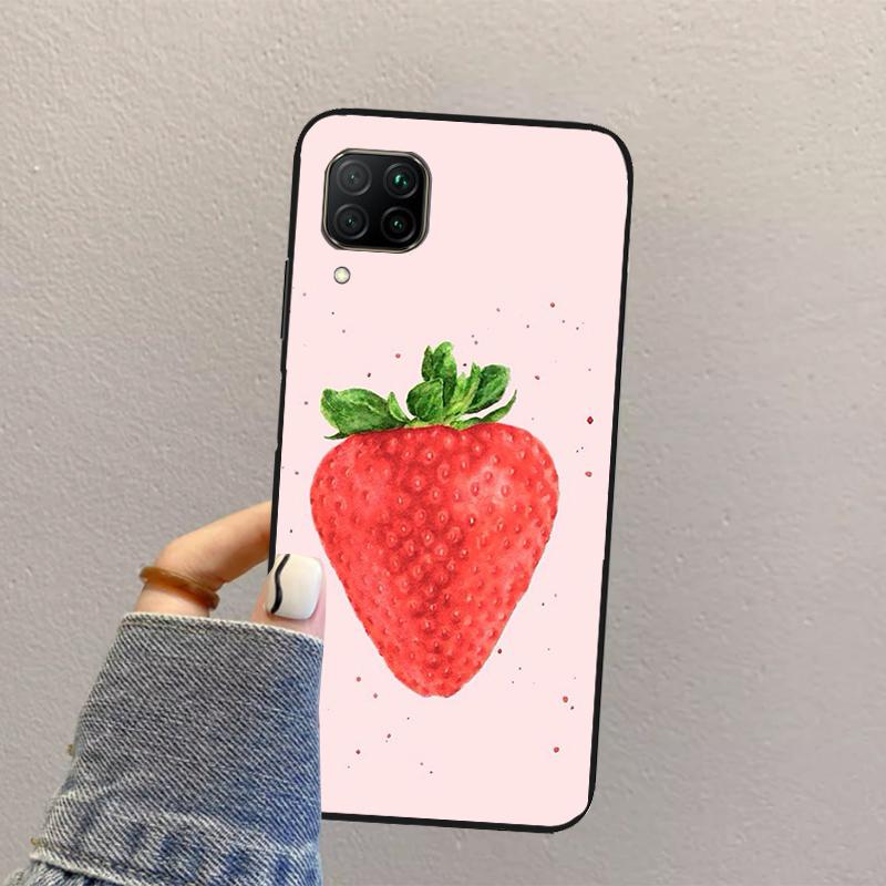 Strawberry Red For Huawei Nova Y73 Y72 Y61 Y91 Y70 Y60 Y90 12s 12i 11i 8i 9 10 SE P30 P40 Lite P60 Pro Case