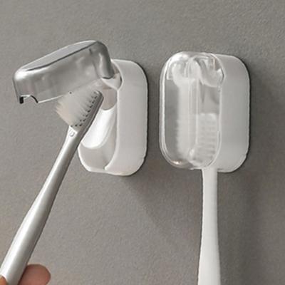 Convenient Wall Mounted Toothbrush Holder Flip-top Pull-out Toothbrush Dustproof Cover Punch Free Bathroom Storage Tool