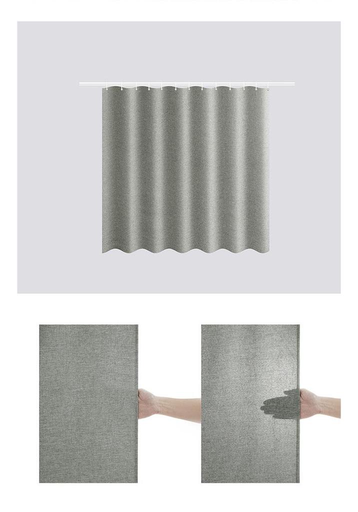 Nordischer Imitationsleinen Wasserdichter Duschvorhang - Hochwertig, Verdickt, Bohrloser Trennstoff.