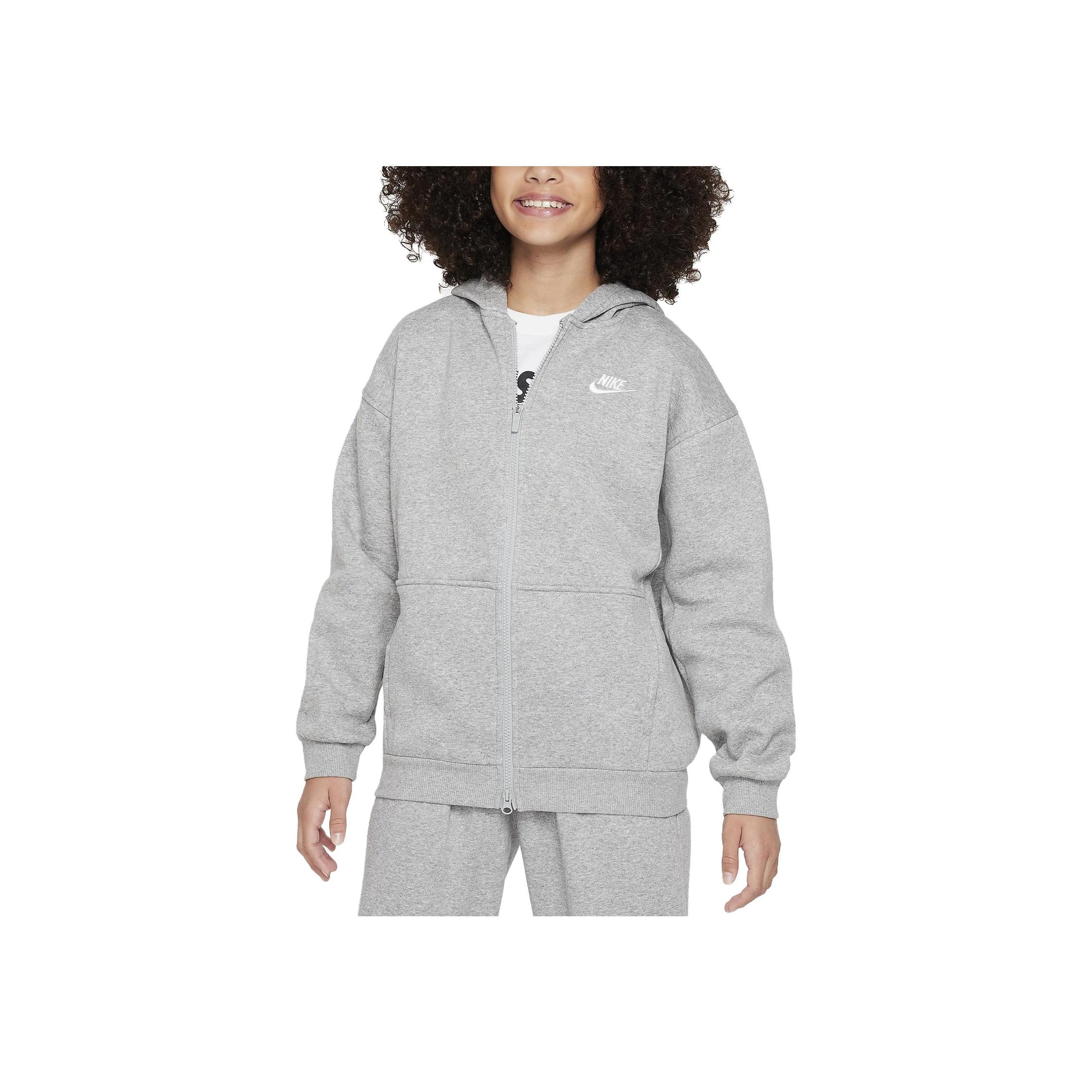 

Nike Sportswear Club Fleece Logo Embroidered Hooded Zip-Up Sweatshirt Kids sweatshirt Gray FD2931-063 S