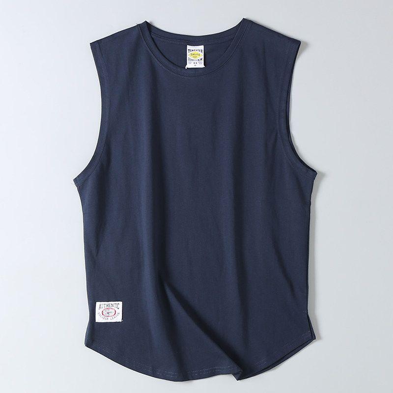 Export Tail Summer Cotton Wide Shoulder Vest Men Fashion Brand All-Matching Loose Waistcoat Athleisure Sleeveless T-shirt