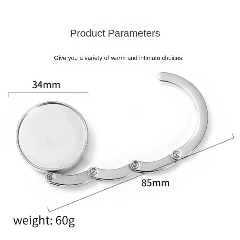 Portable Folding Multi-Purpose Hooks Bag Crystal Alloy Purse Bag Holder Hanger Handbag Hook Table Hook Circle Shape