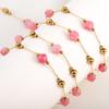 1meter Irregular Romantic Pink Stone Beaded Chain Stainless Steel Necklaces Chains Boho Anklet Bracelets for DIY Jewelry Making