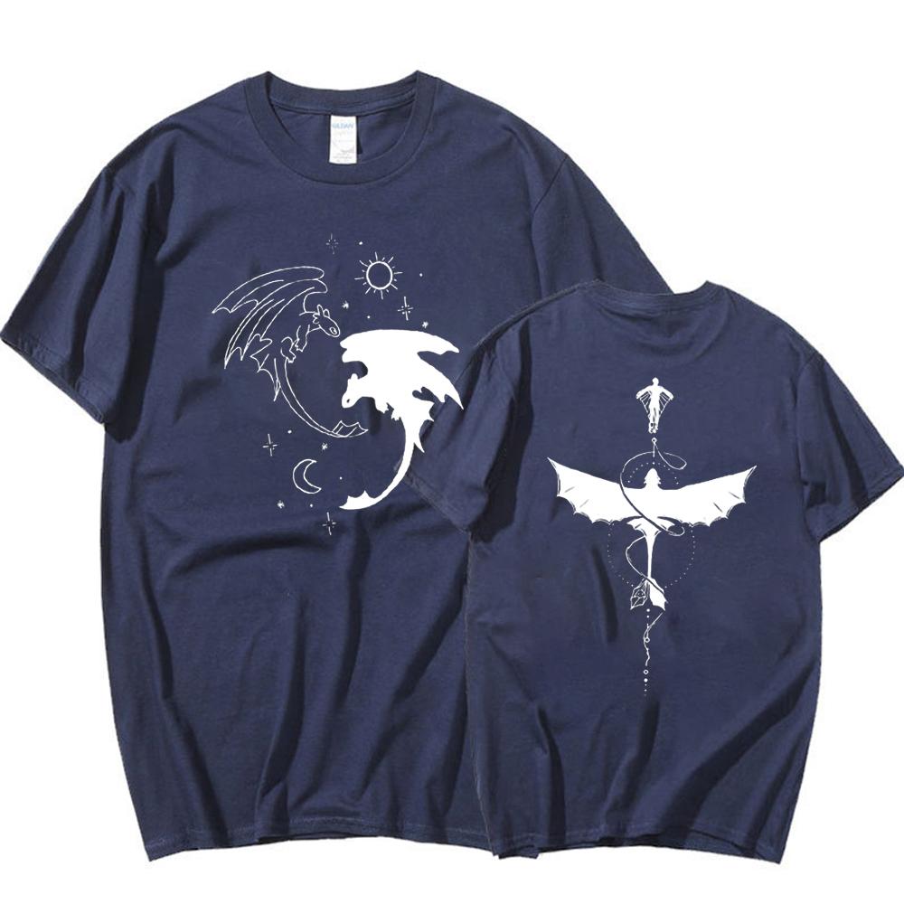Two Sided Toothless Dragon Botanical Tshirt Dragon Movie T-Shirt Dragon Graphic Shirt Men Women Short Sleeves Tees Tops
