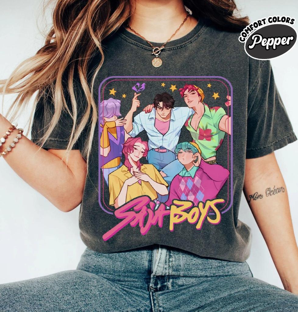 Saja Boys Boy Band Shirt Kpop Demon Hunters Movie Shirt Bootleg Retro Movie Shirt Demon Hunters Merch Shirt Saja Boys T-shirt