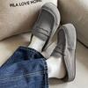 Retro-Trend-Slipper mit großem Kopf und dicker Sohle, vielseitig, klassisch, Boken-Schuhe 92286 grau-J