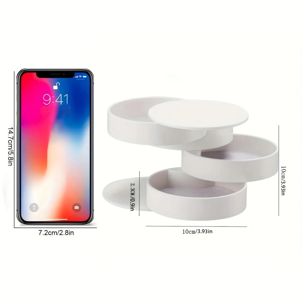 Creative Rotating Multi-layer Jewelry Storage Box, Foldable Grid Design, Can Store Earrings, Necklaces, Rings, Bracelets, Etc