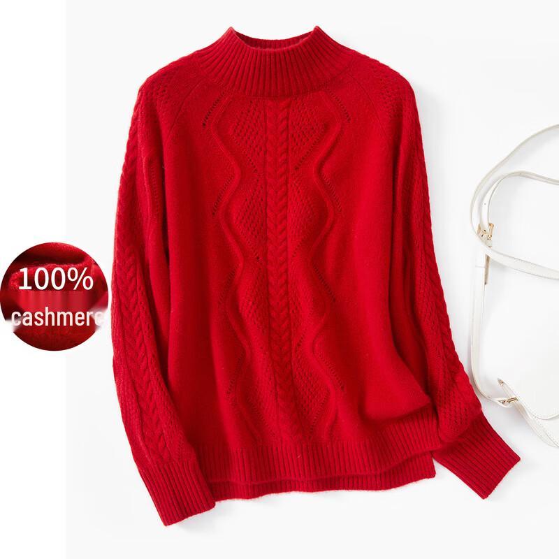 

Jinjuan Women s 100% Cashmere Cable Knit Sweater M