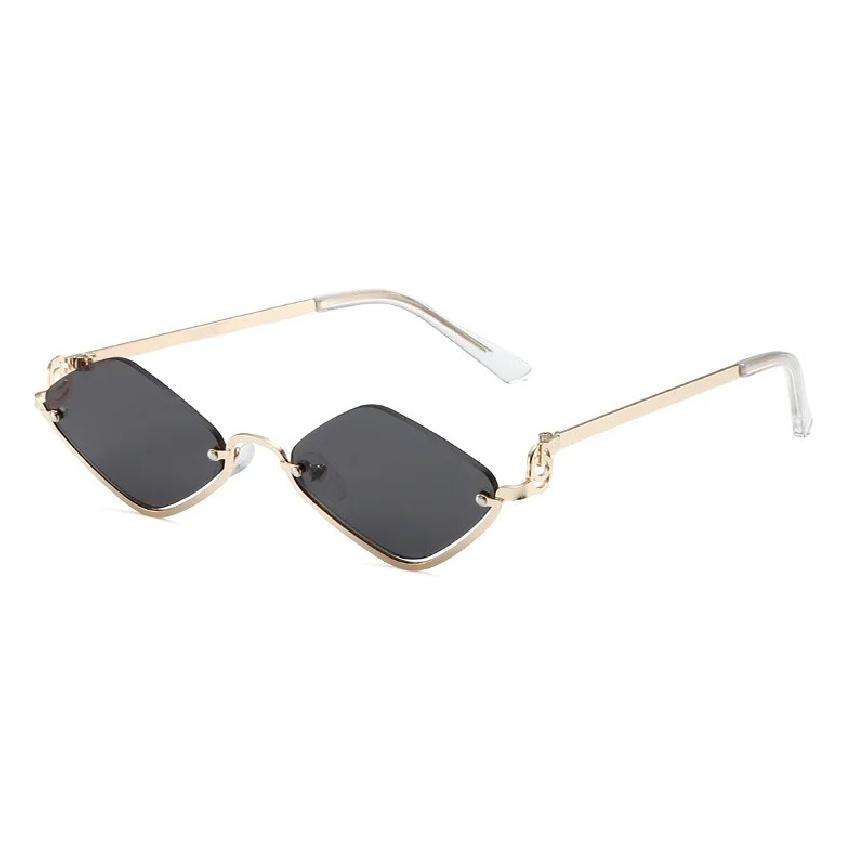 New Metal Half-frame Sunglasses, Fashionable Small Diamond-shaped Half-frame Sunglasses, Simple Literary Beach Sunglasses UV400