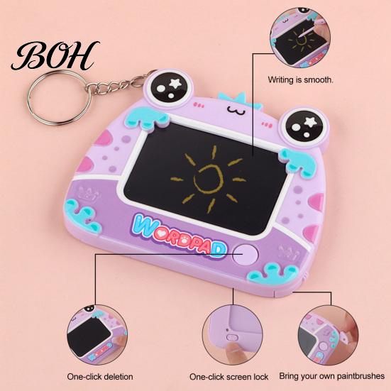 School Bag Hanging Ornament Mini Drawing Board Keychain for Kids, Cartoon Frog Writing Pad with Portable Graffiti Key Ring, Doodle Sketch Travel