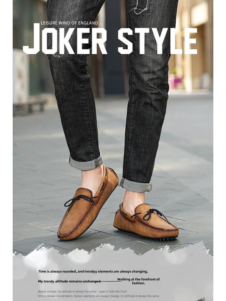 Men's Plus Velvet Warm Toads Shoes - Large Size, Four Seasons, Slip-On Driving