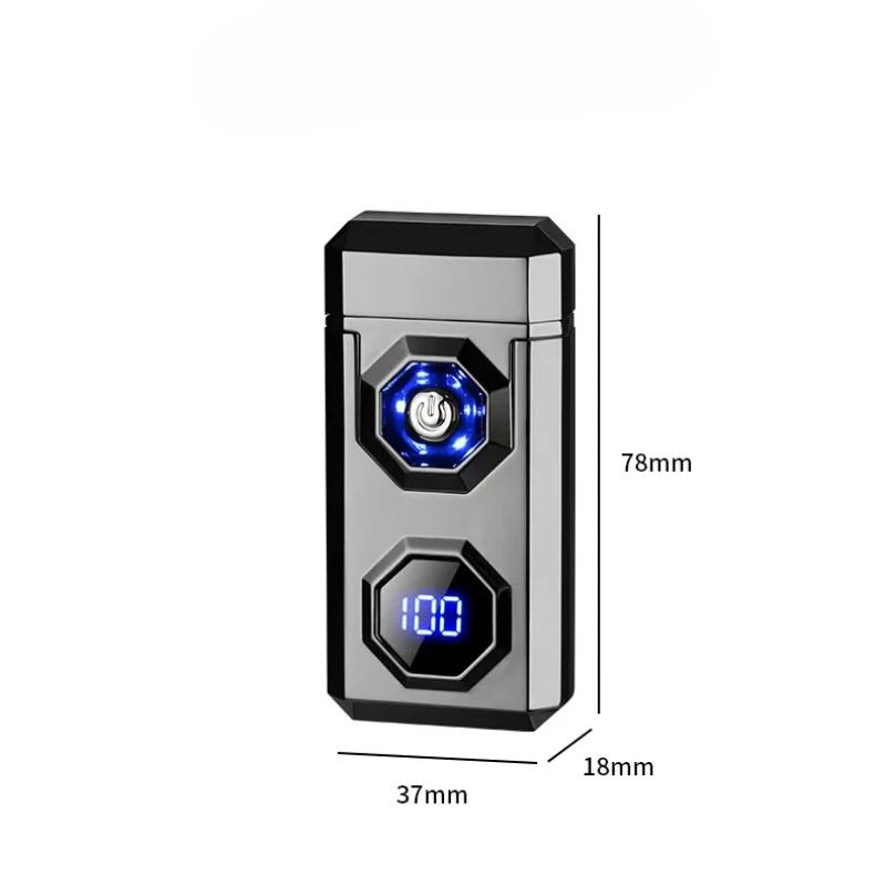 Large Flame Arc Metal Lighter Windproof LED Lighting Power Display Ignition Display Fast Charging Ignition Gadget
