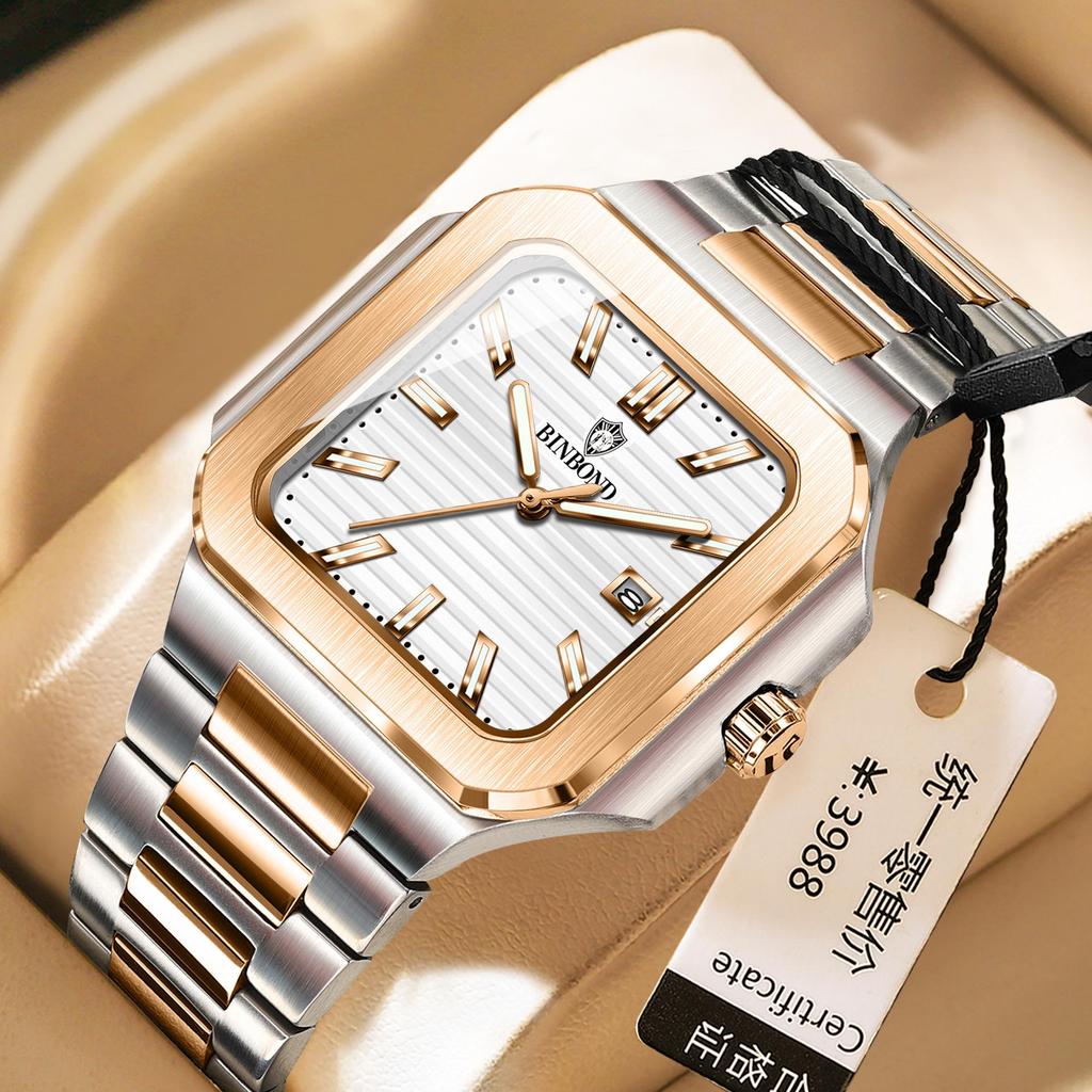 Binbang Men's Large Dial Tritium Sport Watch - High-End Trendy Model
