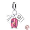 Copper Red Color Collection Heart Shape Charm Bead Charms Bead Charms Suitcase Pendant Compatible With Authentic Bracelets Lucky Jewellery Gifts