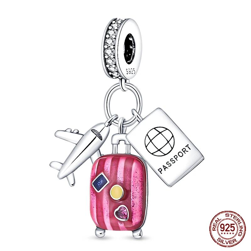 Copper Red Color Collection Heart Shape Charm Bead Charms Bead Charms Suitcase Pendant Compatible With Authentic Bracelets Lucky Jewellery Gifts