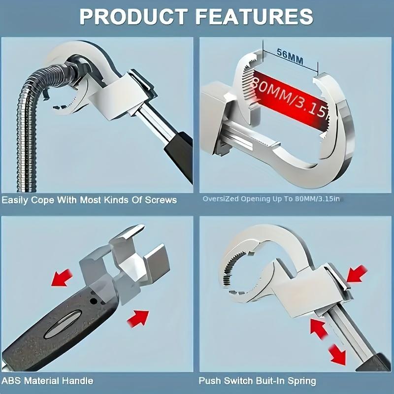 Adjustable Double-Headed Wrench Set,Adjustable Wrenche for Narrow Space, Multi-Functional Tool for Bathroom Disassembly and Assembly, Pipe Maintenance