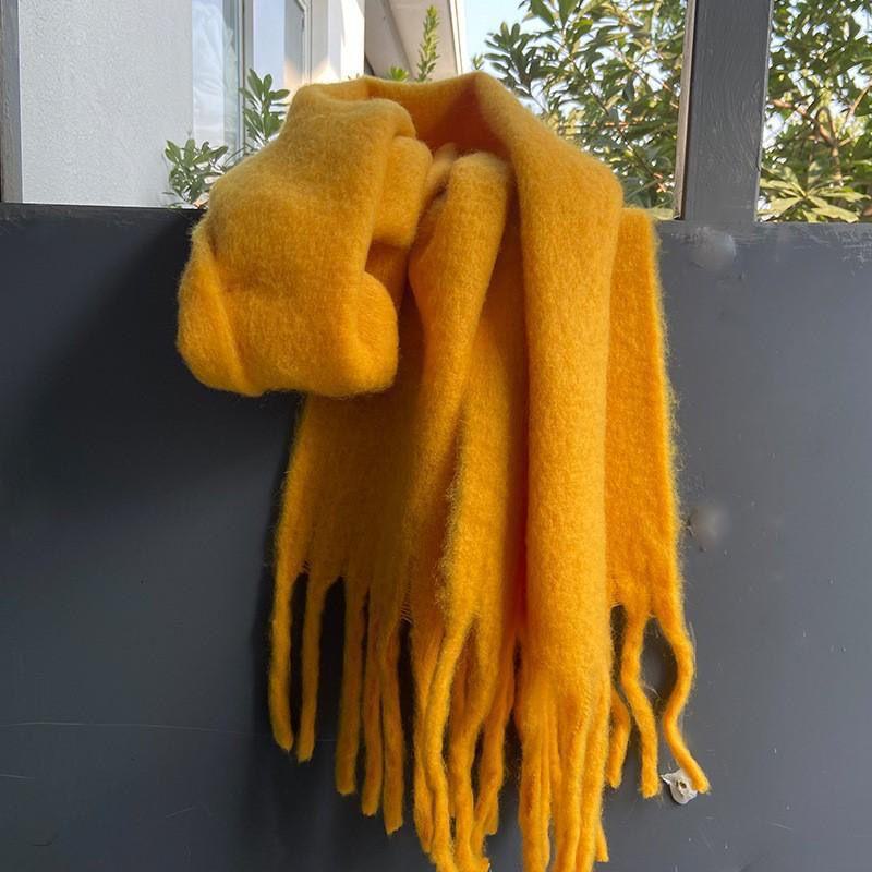 

Європейський та американський мохеровий суцільний шарф: Товста, тепла шаль для жінок та чоловіків - ідеально підходить для осені та зими