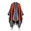 Women's rhombus tassel lengthened hot-selling imitation cashmere shawl can be used on both sides, thickened cape