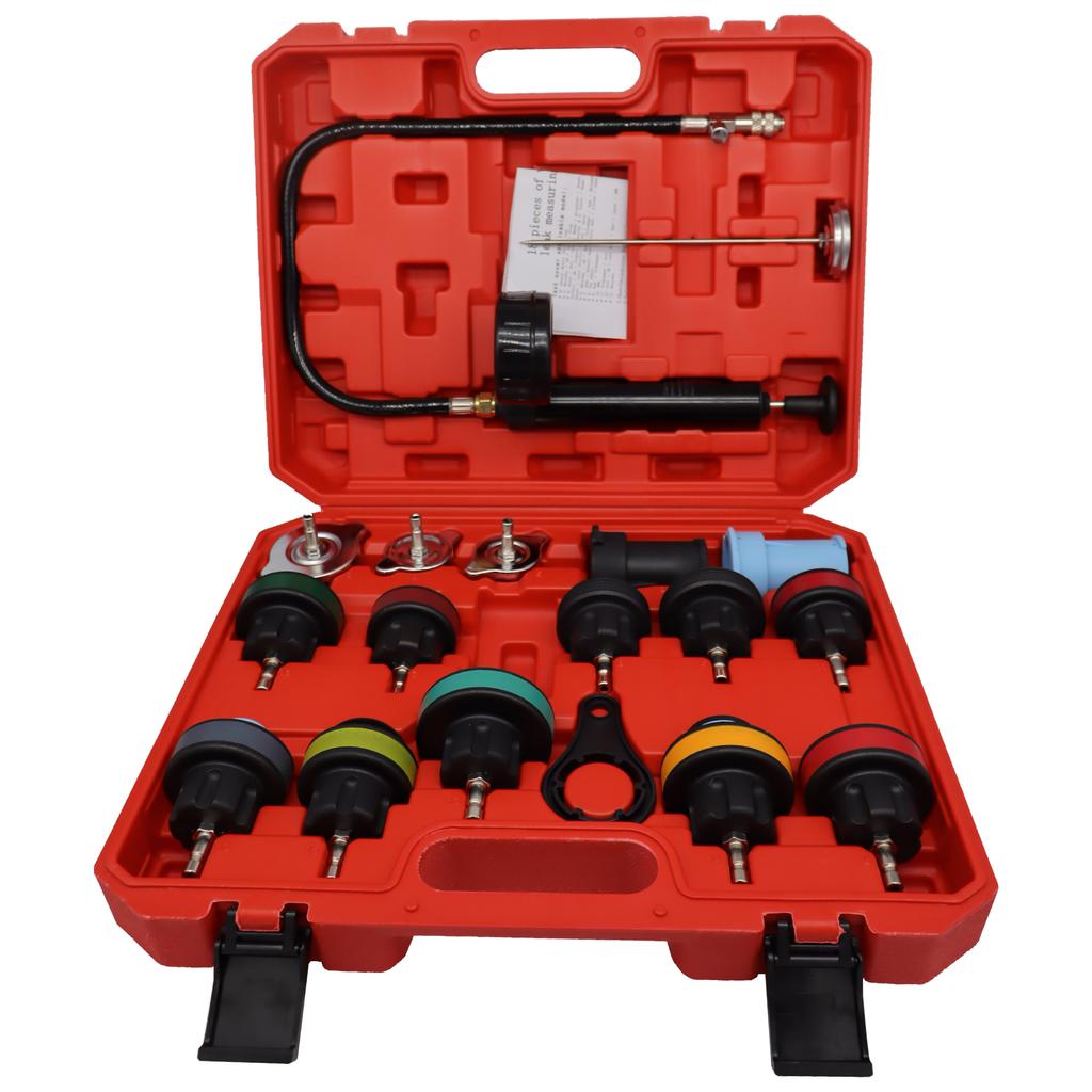 14-18 Piece Coolant Pressure Tester Kit Radiator Pressure Test Kit Automotive Tank Adapter with Gauge Kit