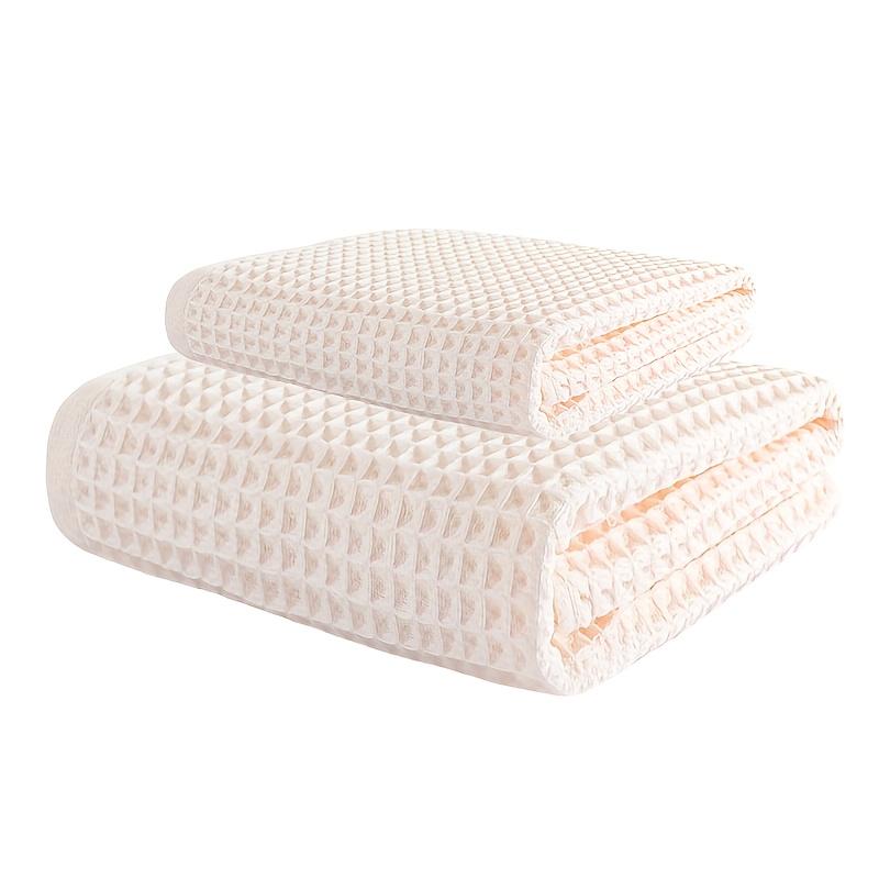 70x140cm Large Towel Modern Waffle Bath Towel Set Quick Drying Knit Fabric Plaid Pattern Soft Absorbent Cotton Solid Color