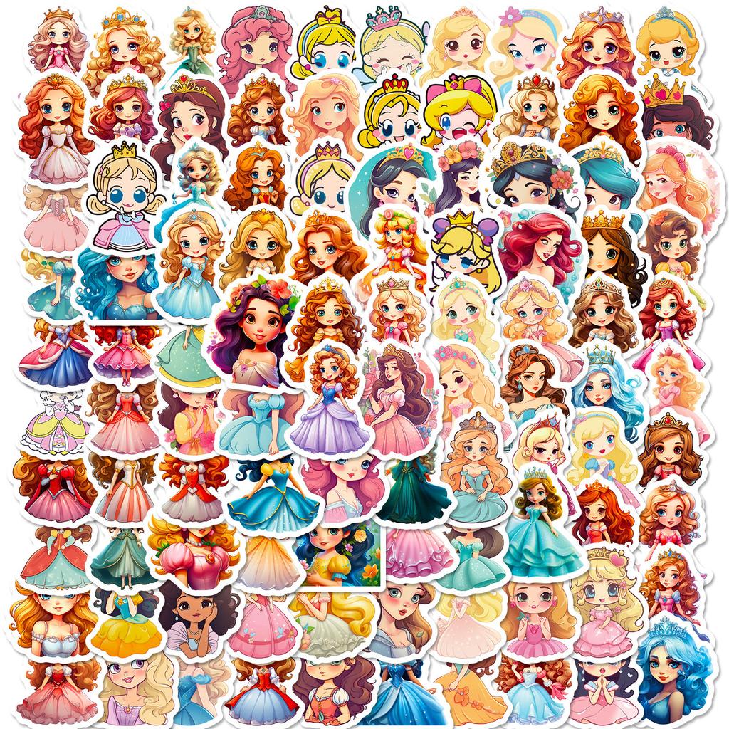 100 Stickers Cute Princess Flat Sheet Series Cute Cartoon Little Princess Diy Children Stickers 4 Packs