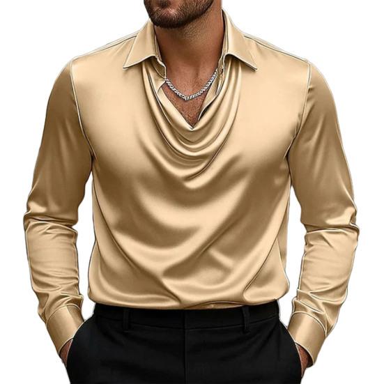 

Мужские Топы с Длинным Рукавом, Отложным Воротником, Мягкая, Дышащая Полиэстеровая Рубашка для Пляжной Одежды, Повседневной Носки, Офиса, Вечеринки XXL хаки