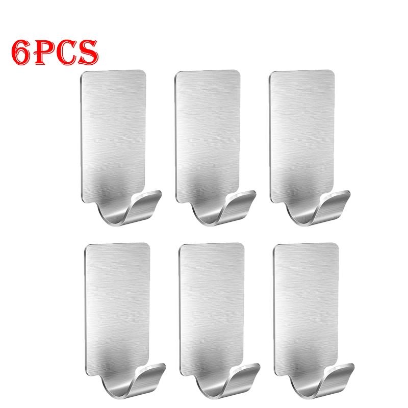 10/1PCS Self Adhesive Stainless Steel Hooks Heavy Duty Wall Hooks Hangers For Bathroom Towel Clothes Rack Kitchen Hook Wall Hook