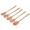 5PCS Wooden Spoon with Long Handle Soup Spoon for Barbecue Camping Party Home KitchenWood Color