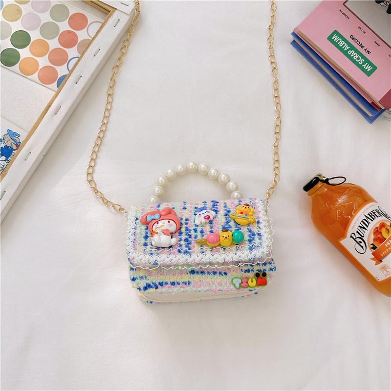 Cute Animal Design Cotton Canvas Handbag For Girls With Creative Chain Strap