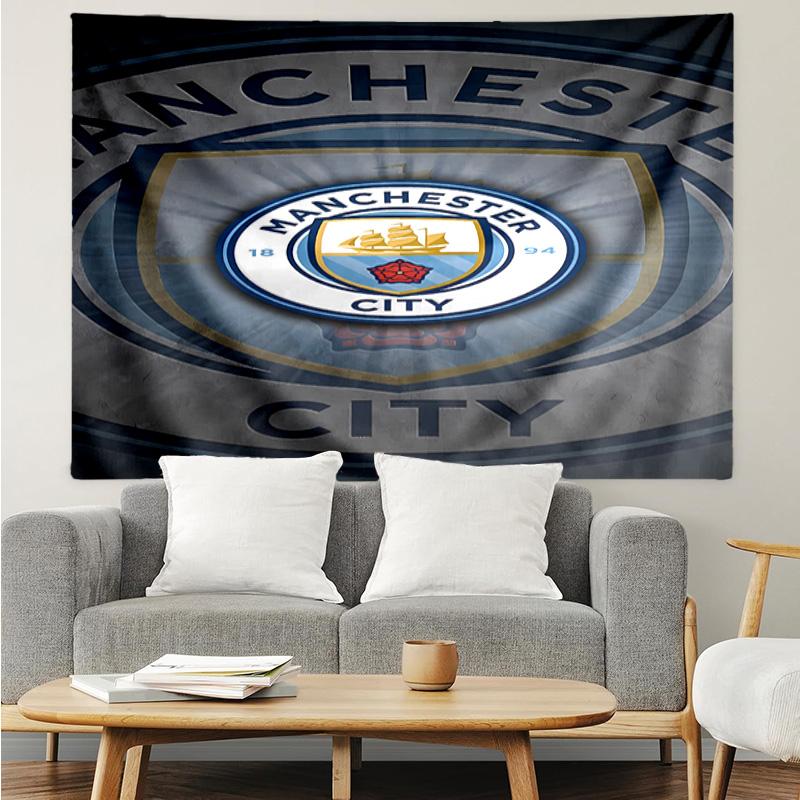 Manchester City Football Club Tapestry for Bedroom Aesthetic Classroom Tapestries Wall Hanging for Living Room Dorm Office,Ideal Creative Gift