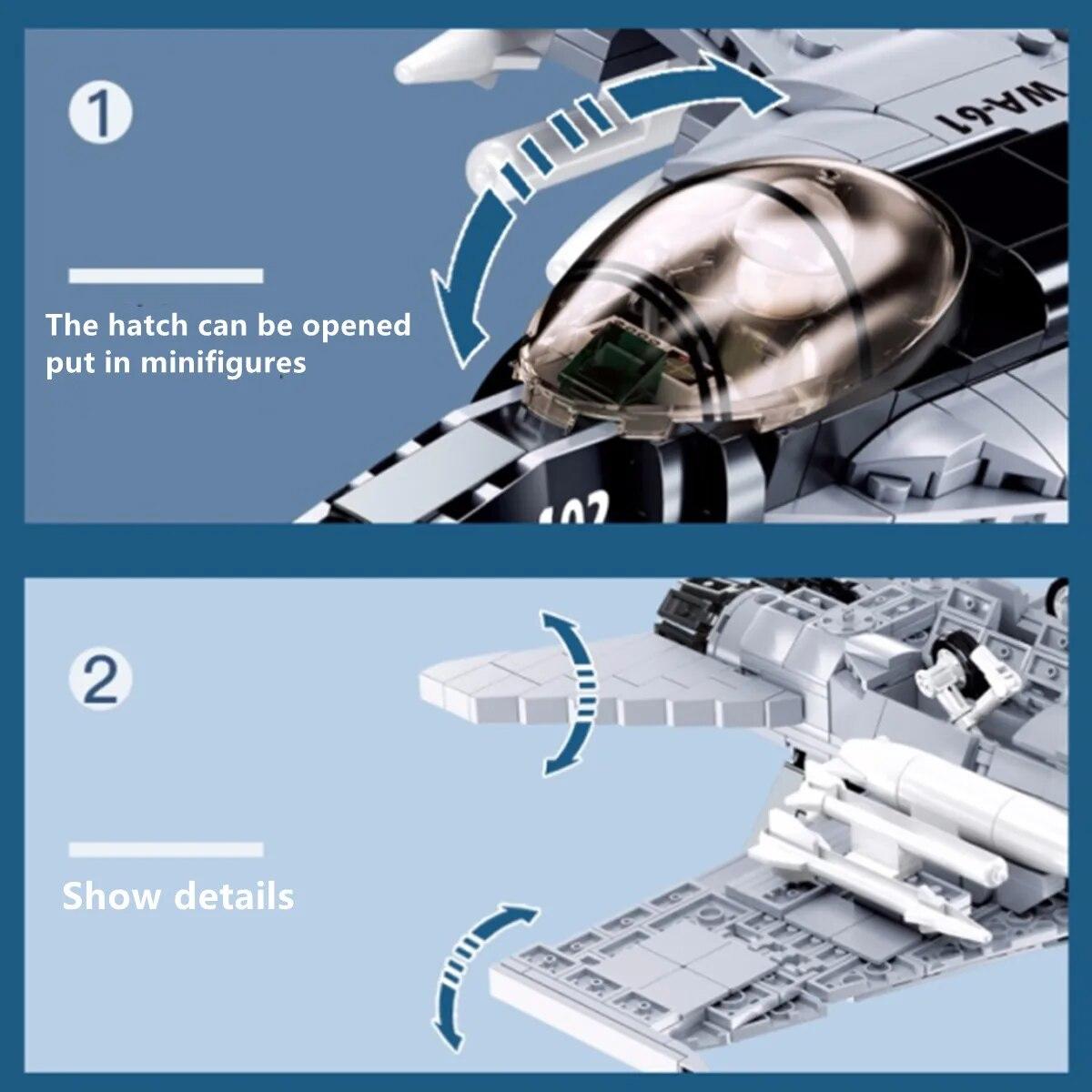 Армия F-18 Супер Шмель военный самолет warcraft 682 шт. кирпичи строительные блоки — фото 3