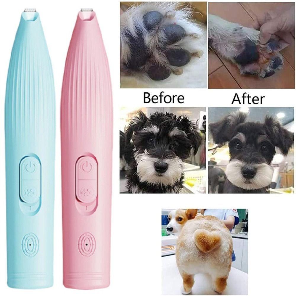 Portable Pet Electric Hair Trimmer Waterproof Low Noise Cat Paw Shaver with LED with Clean Brush Pet Foot Trimmer
