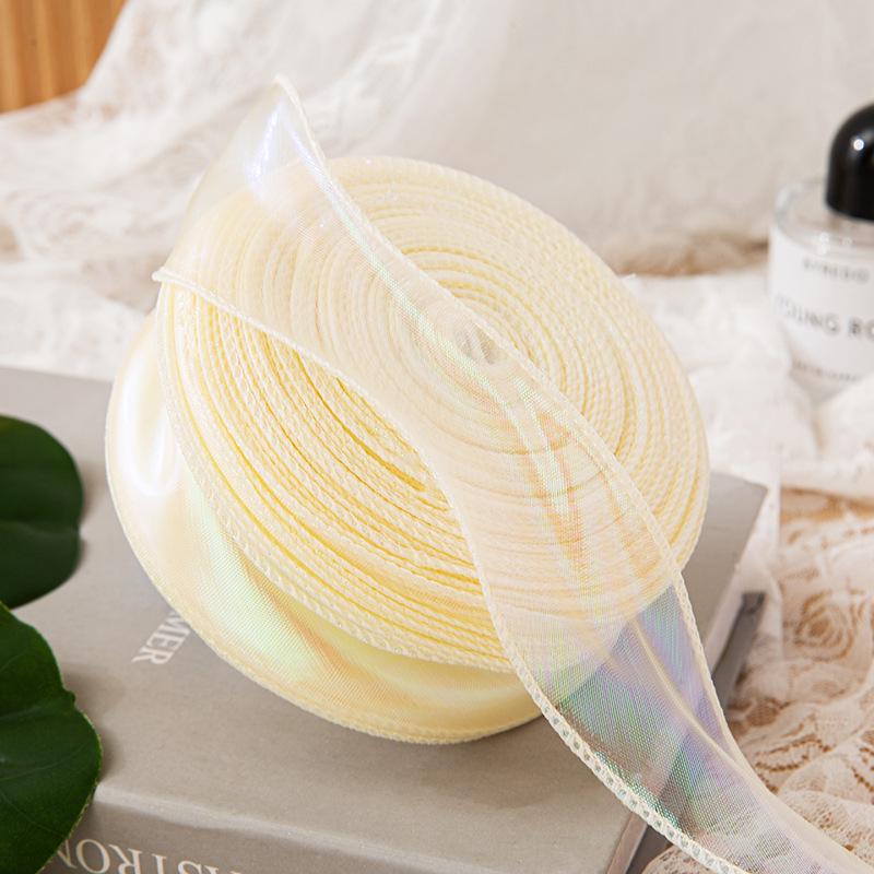4cm x 10 Yards Iridescent Fishtail Yarn Ribbon, Polyester Lace Tulle for Floral Art & Baking.