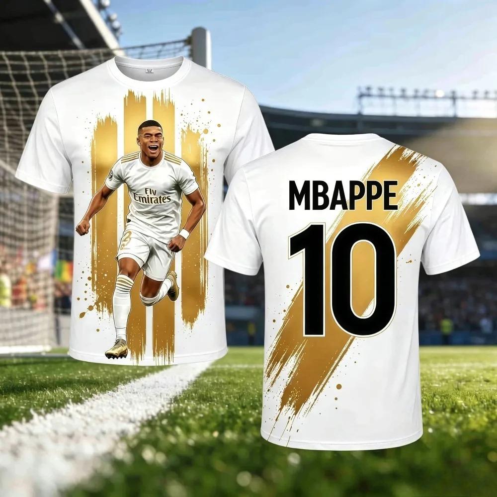 Summer Mbappé's 3D printed sportswear football short-sleeved T-shirt is loose and comfortable.