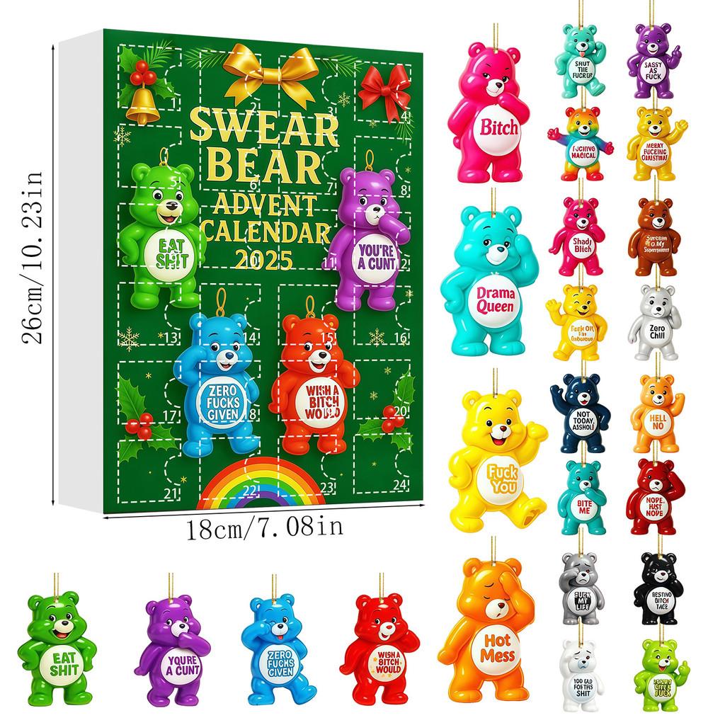 Christmas Countdown Calendar With Animal Themed Acrylic Ornaments For Holiday Decor And Gift Giving