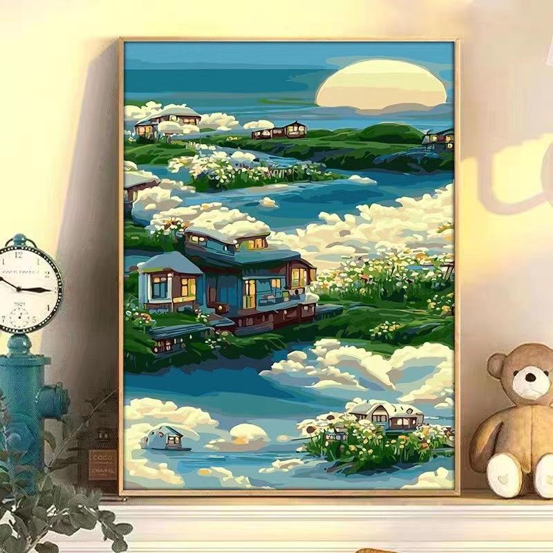 Cartoon Diamond Painting Children's Handmade Diy Diamond Stickers Bedroom Living Room Decorative Painting Masonry Painting with Photo Frame.