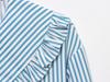 Elegant Women's Long Sleeve Striped Doll Collar Shirt