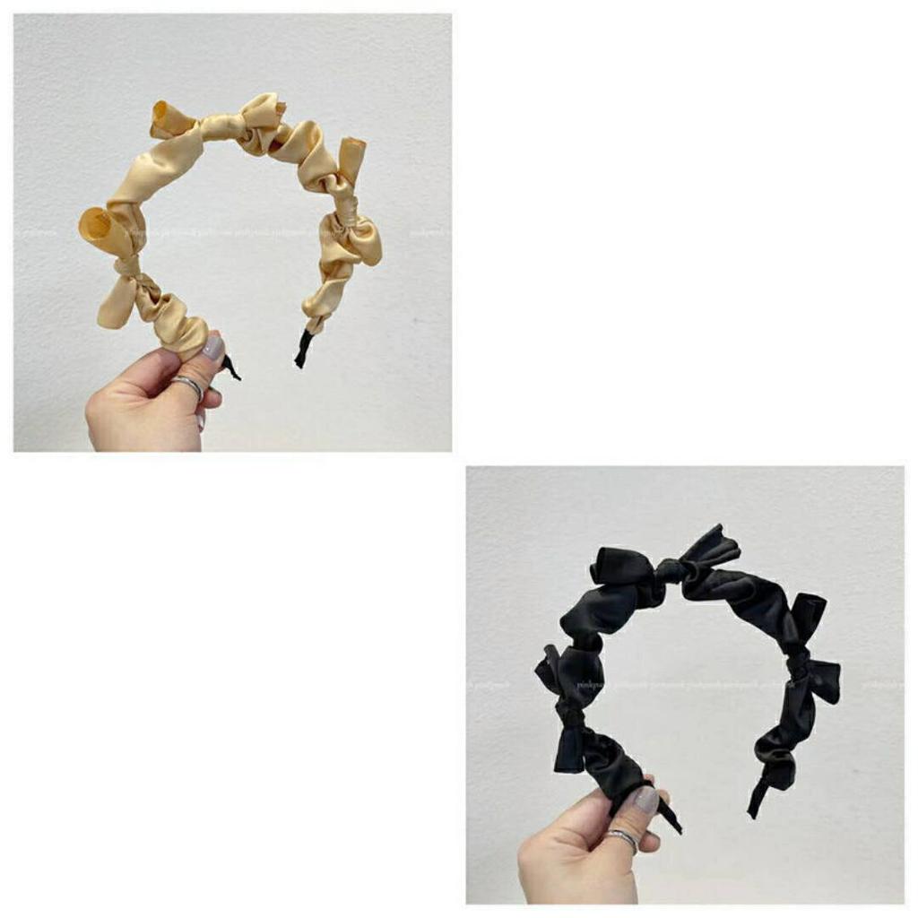 Korean version ins summer bow headband solid color sweet fabric headband wearing versatile hair accessories for women