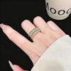 Retro High-end Sense Gold Turquoise Stacked Ring Women's Light Luxury Fashion Temperament Fashion Style Versatile Index Finger Ring