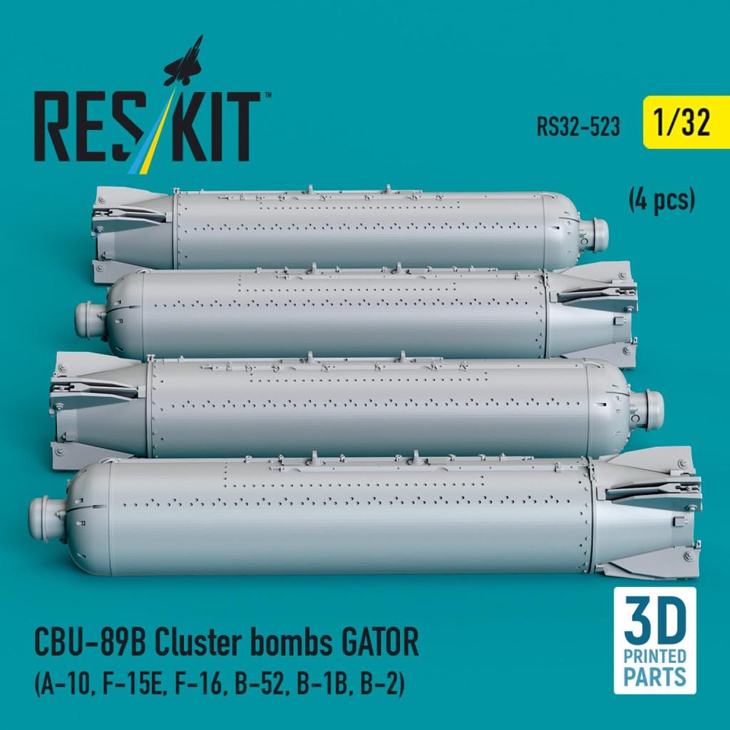Reskit Gator Cluster Bomb Set Plastic Model Parts 1/32 CBU-89B 4-Piece RSK32-0523 (Airplane)