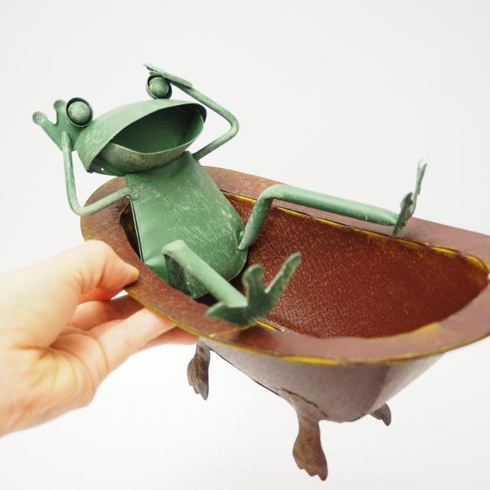 Murataya Sangyo Frog Bathtub Figurine, Approx. 23 x 22 x 15 cm, Green/Brown, 4902