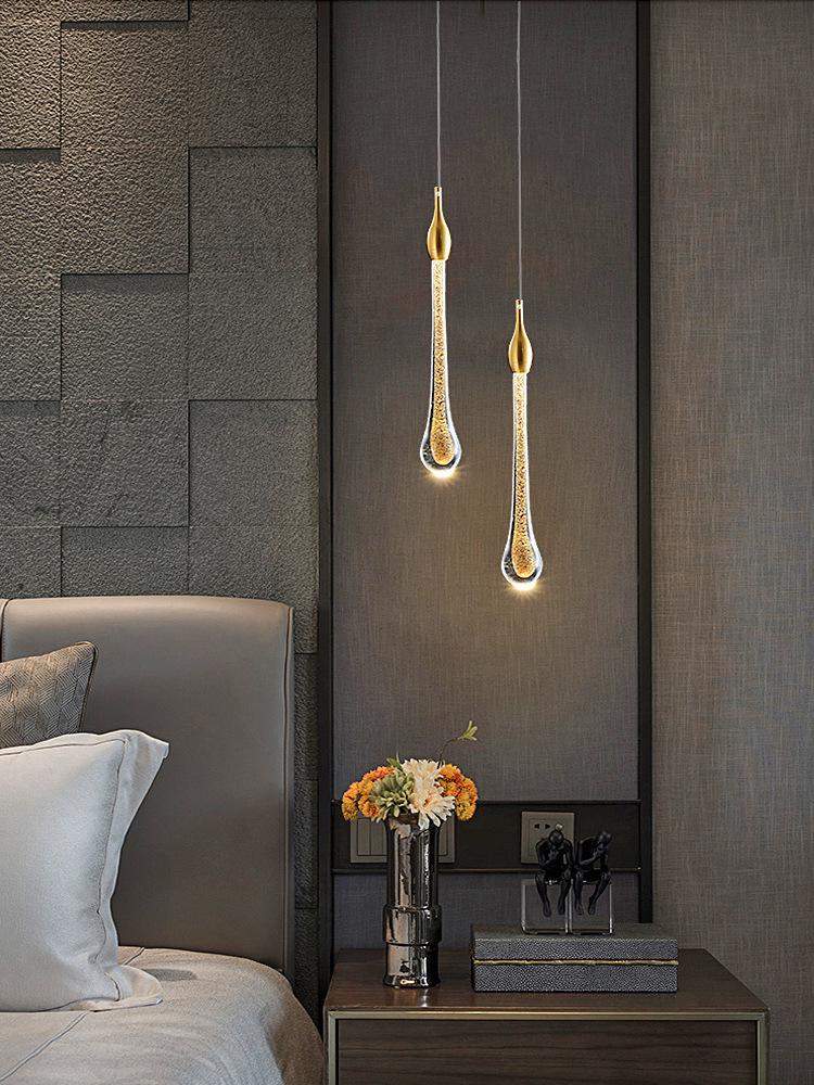 Modern Minimalist Crystal Water Drop Spiral Staircase Chandelier for Bedroom and Restaurant