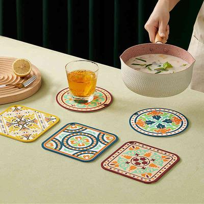 3pcs/lot Vintage Dining Table Pad Heat Insulation Mat Anti-scald Anti-slip Pan Mat PVC Coffee Coaster Home Kitchen Accessories