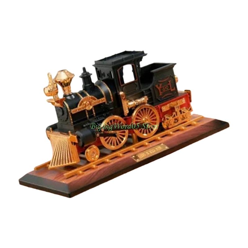 24TE Nostalgic Railway Train And Classical Car Model Wind Up Music Box with Base For Shelf Desktop Decoration Ornament Gift